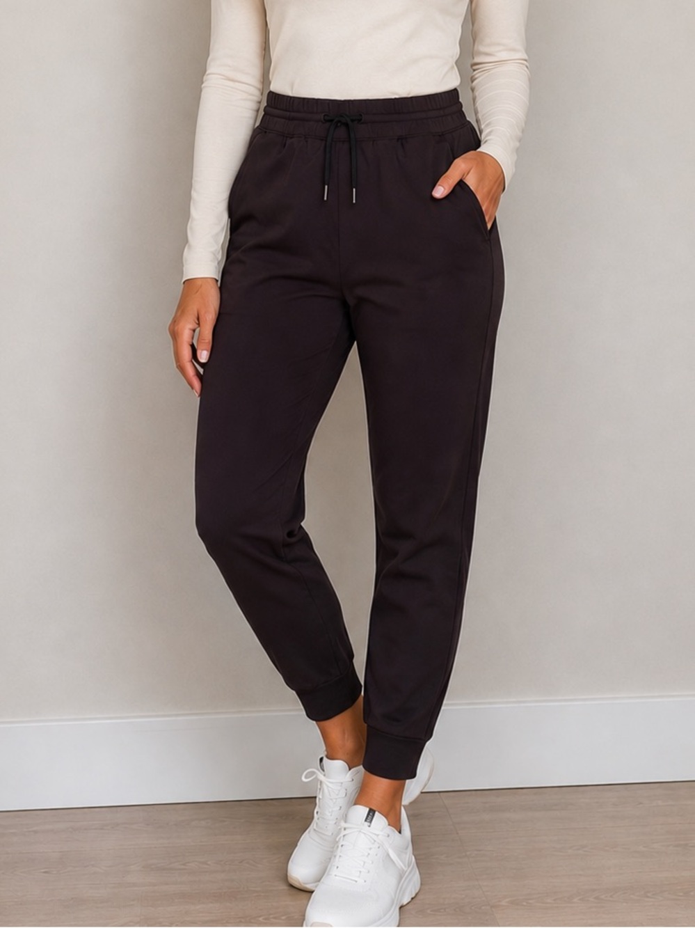 Yoga Licious Illusion Jogger Pants XL Brown Pull On Stretch Athletic NWT